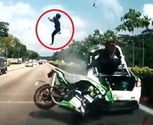 Bikin Ngilu! Video Kecelakaan Motor Gede, Korban Terpental Tinggi Sejauh 7 meter