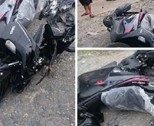 Sayang Banget, Motor Yamaha Aerox Baru Keluar Dealer Kecelakaan, Bagian Depan Rusak Parah