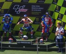 Video Saking Gembiranya, Ada-ada Saja Kelakuan Marc Marquez di Atas Podium MotoGP Catalunya 2019