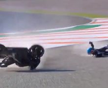 Ambyar, Video Detik-detik Alex Marquez Tergelincir Saat Tes di Valencia, Motor Terseret Keluarkan Api