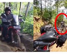 Kocak, Video Erix Soekamti Kerepotan Off-road Naik CRF250L Rally, Pasrah Dilibas Motor Bebek