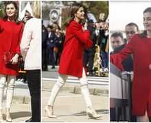 Gaya Fashion Sederhana Elegan ala Ratu Letizia Saat Kenakan Busana Simpel Bernuansa Merah, Charming banget! 