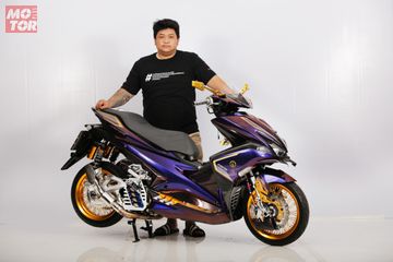 Bagian Pelek Paling Mencolok Yamaha Aerox Warna Ungu Ini Juara Daily Di Customaxi Pontianak Motorplus