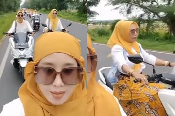 Bikin warganet heran, kumpulan emak-emak turing konvoi motor naik Yamaha NMAX dan Honda PCX tanpa pakai helm di Madura.