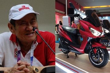 Orang terkaya di Indonesia 2023 Budi Hartono (kiri) dan motor listrik Polytron Fox R (kanan).