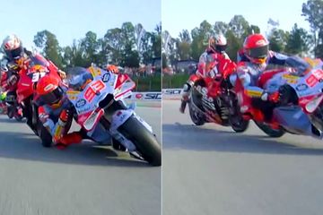 Momen Marc Marquez senggolan dengan Pedro Acosta di Sprint final MotoGP 2024.