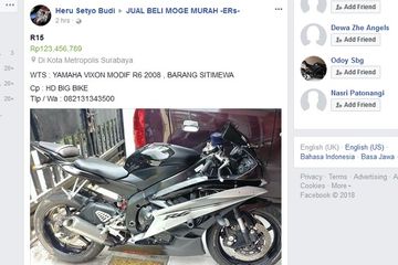 Jual Yamaha R6 disangka Yamaha V-Ixion modifikasi