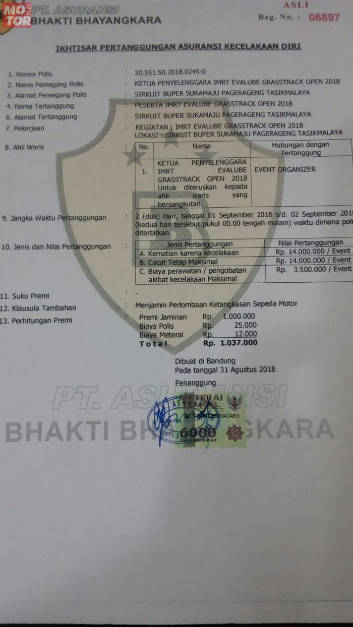 Mau Tau Nilai Pertanggungan Asuransi Event Balap Resmi Nih Bocorannya Semua Halaman Motorplus Online Com