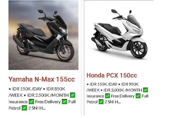 Mahalan Rental Honda Pcx150 Dibanding Yamaha Nmax Ini Daftar