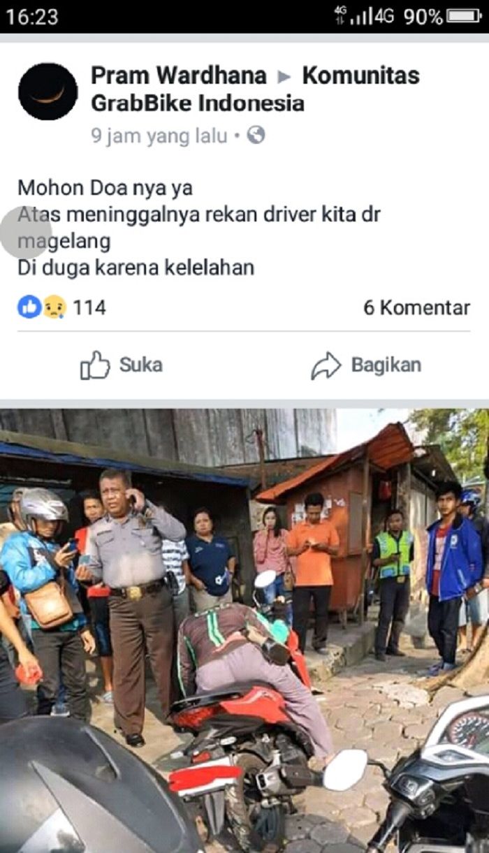 Driver Ojol meninggal di atas motor
