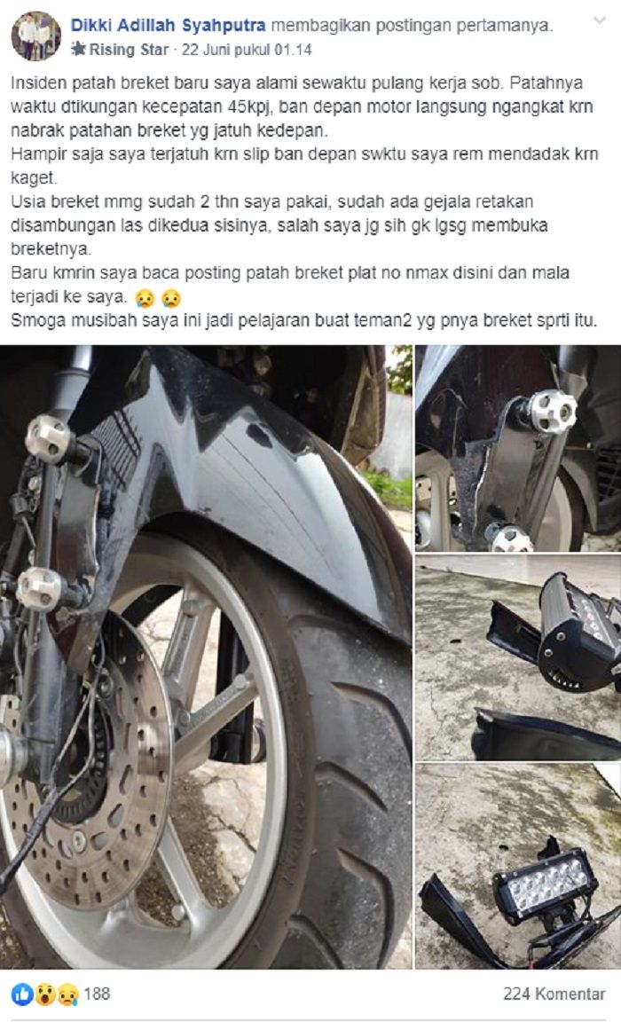 Dudukan Pelat Nomor Yamaha NMAX Kembali Makan Korban, Ban Depan Terangkat Kemasukan Besi
