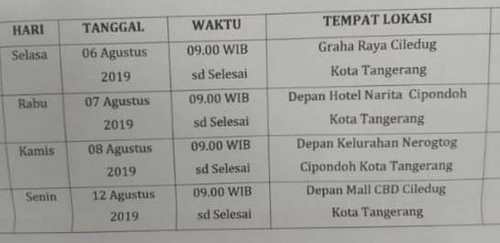 Bocor Jadwal Lengkap Razia Polisi Berikut Jam Dan Tempatnya