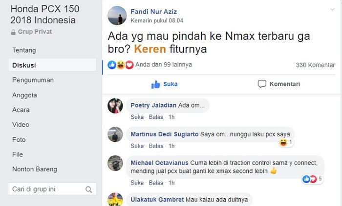 Bikers pengguna Honda PCX150 terlibat debat sengit.