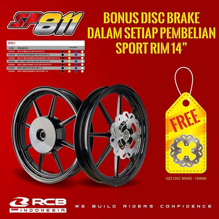 Keren Beli Pelek RCB  Racing Boy Dapat Cakram Cakep Berlaku 