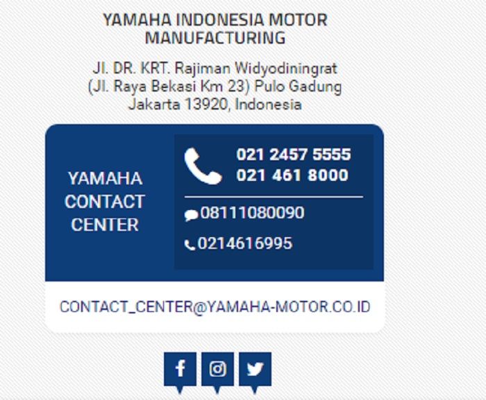 Call center pengaduan konsumen Yamaha.