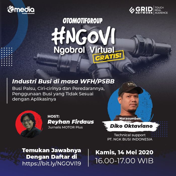 Ngobrol Virtual (NGOVI) ke-19 bersama Diko Oktaviano selaku Technical Support PT. NGK BUSI INDONESIA, Kamis (14/5/2020).