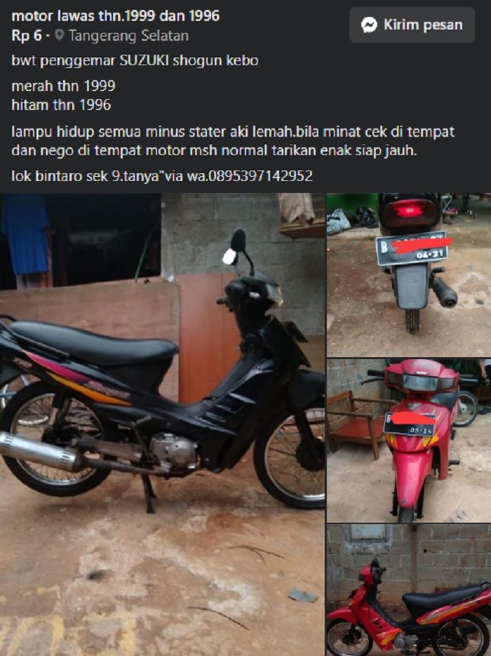 Suzuki Shogun kebo dijual borongan.