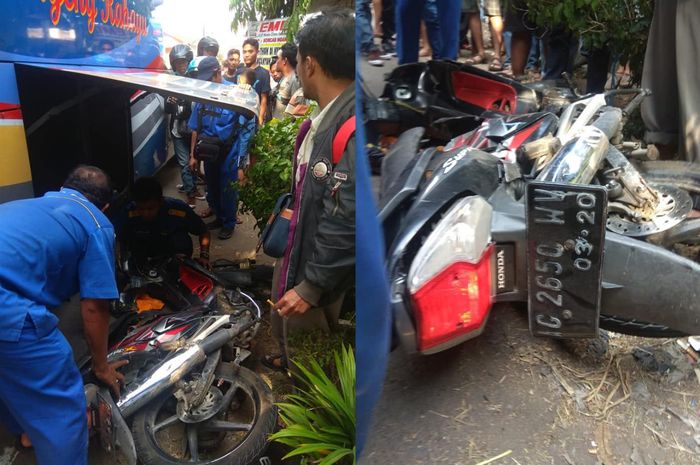 Kondisi motor yang terseret bus