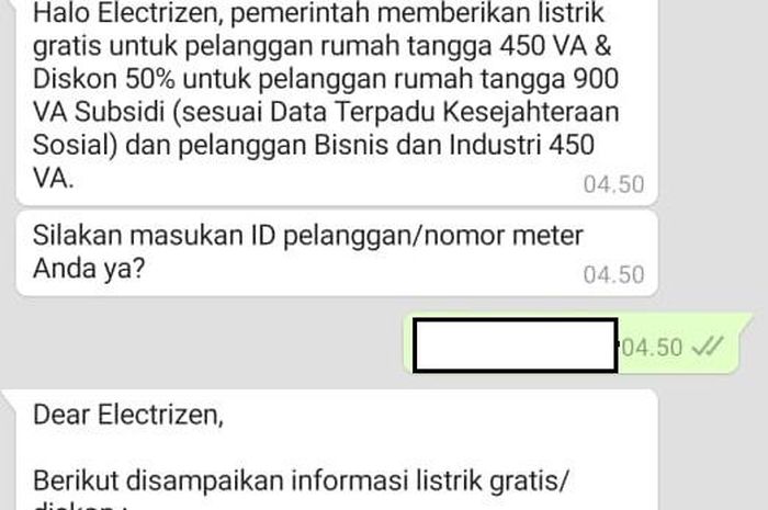 Modal Chat WhatsApp Bisa Dapat Token Listrik Gratis di Bulan November