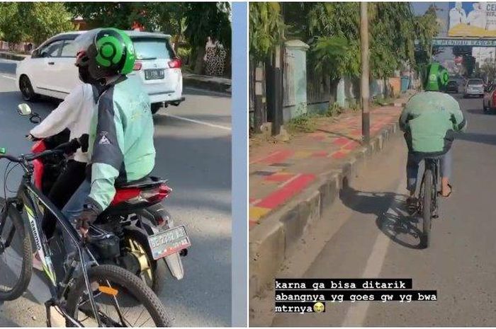 Viral Driver Ojol Diorder Cewek  Cantik Naik  Sepeda  