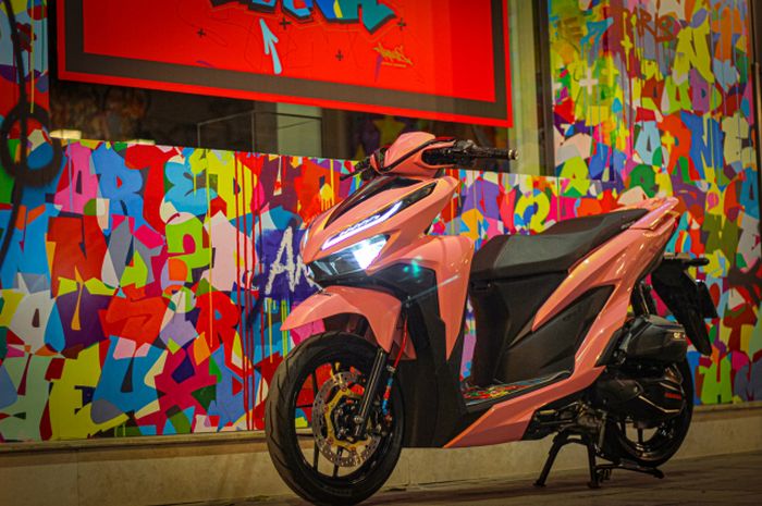 Modifikasi Honda Vario, Konsep Full Pinky, Pengereman Dibuat Maksi