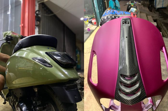 Mulai Rp 2 Jutaan, Modifikasi Motor Repaint Cat Body Vespa Matic di