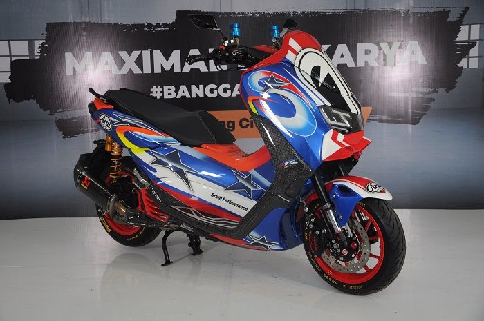 Modifikasi Motor Yamaha NMAX Bertema Helm Arai Nakano, Rem Dan Part