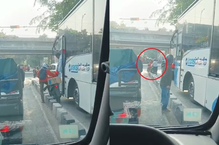 Video Pemotor Terjepit Bus Transjakarta Di Jakarta, Maksa Keluar Busway ...