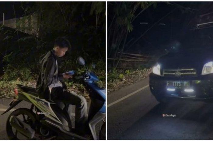 Mas-mas Pemberani Naik Honda Beat Karbu Hadang Mobil Lawan Arah Di 