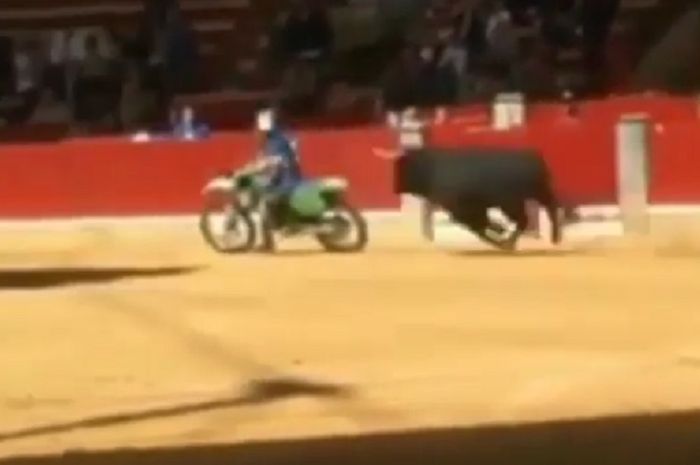 Nekat Video Pengendara Trail Salah Lintasan Dan Dikejar Banteng Galak Ini Yang Terjadi Motorplus Online Com